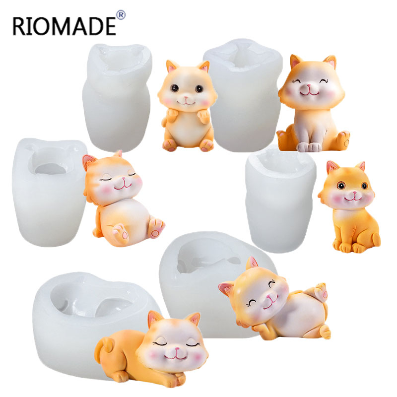 Candle Making Supplies Wholesale - 猫シリコンモールド 6種類 3D子猫 ケーキデコレーションツール ムースチョコレート シュガークラフト