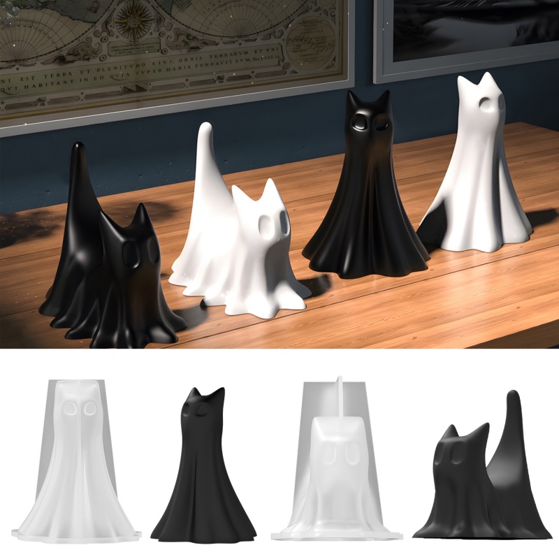 ゴースト猫ハロウィンデスクトップ飾り石膏シリコーン型 DIY - Candle Making Tutorial のレビューと価格