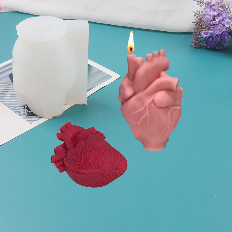 DIY人間の心臓型シリコンキャンドル型　クリエイティブ3Dハ - Candle Making Kit Diy のレビューと価格