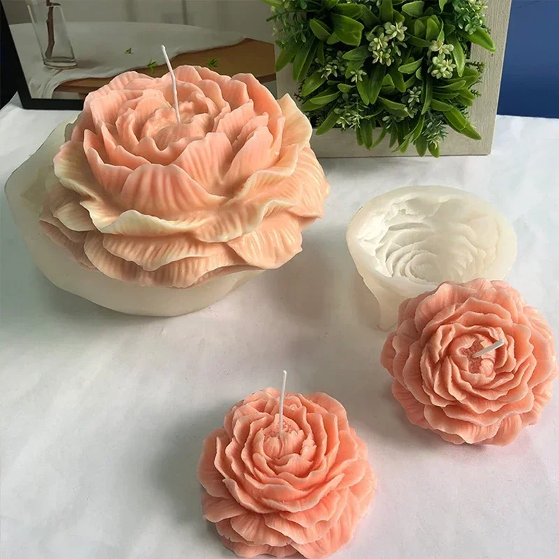 特大3Dフラワーキャンドルシリコンモールド DIY ピオニー - Candle Making Kit Diy のレビューと価格